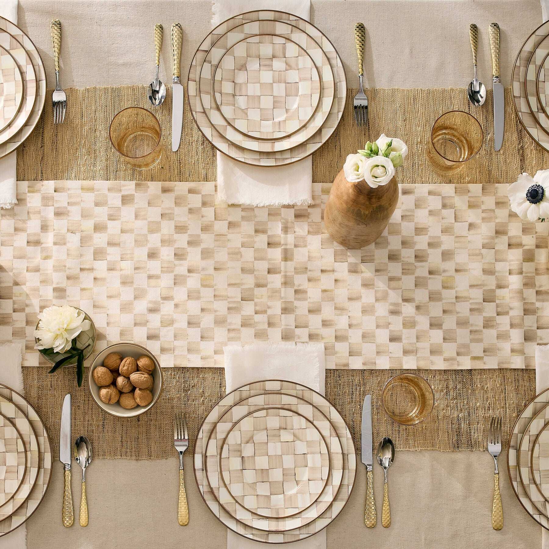 Mocha Check Charger/Plate
